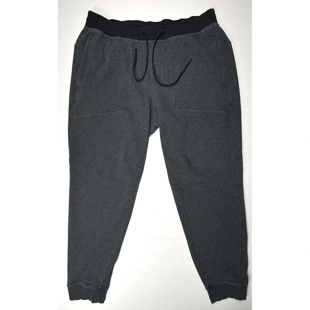 Lululemon At Ease Jogger Grey Textured Double Knit Sweatpants Mens XXL EUC